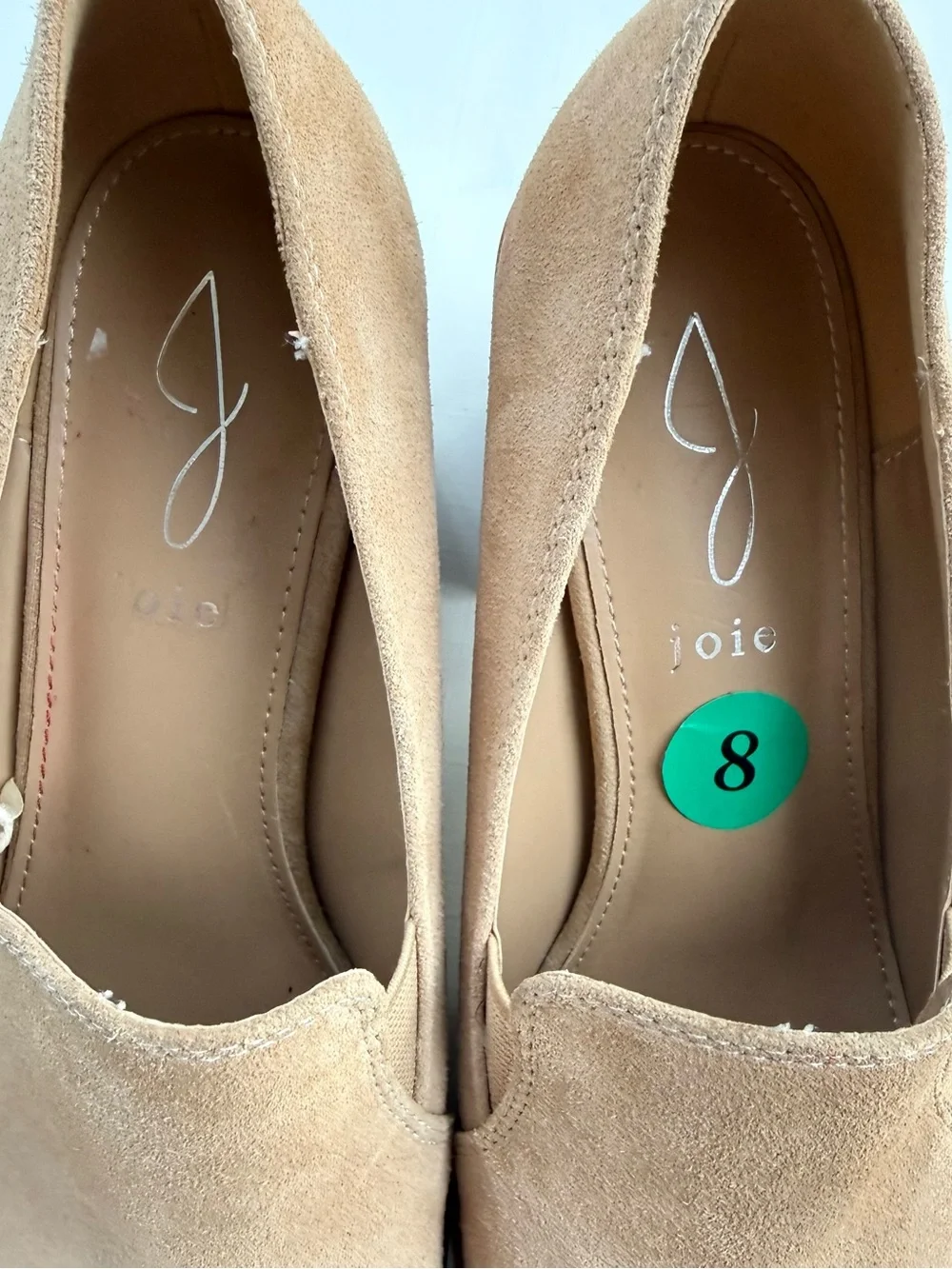 JOIE Wevenly Tan Suede Block Heel Loafer Pumps Size 8